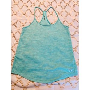 Under Armour dri fit tank racer back green gym yoga running heat gear medium